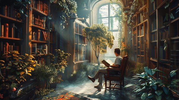 painting-man-reading-book-library_1130573-180845